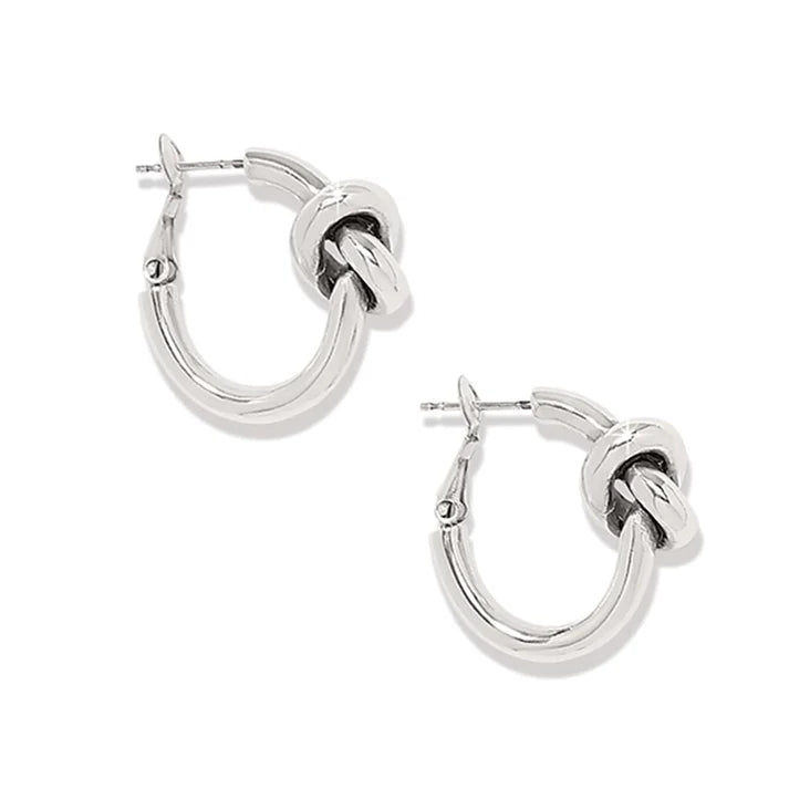 Interlock Single Knot Hinged Hoop - Silver