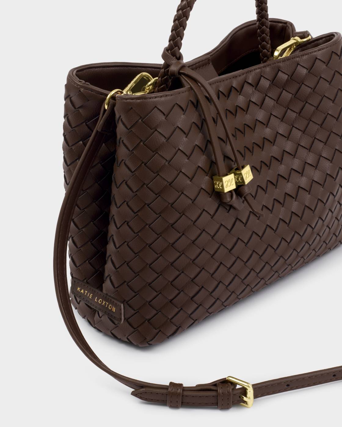 Nova Hand Woven Top Handle Bag - Chocolate