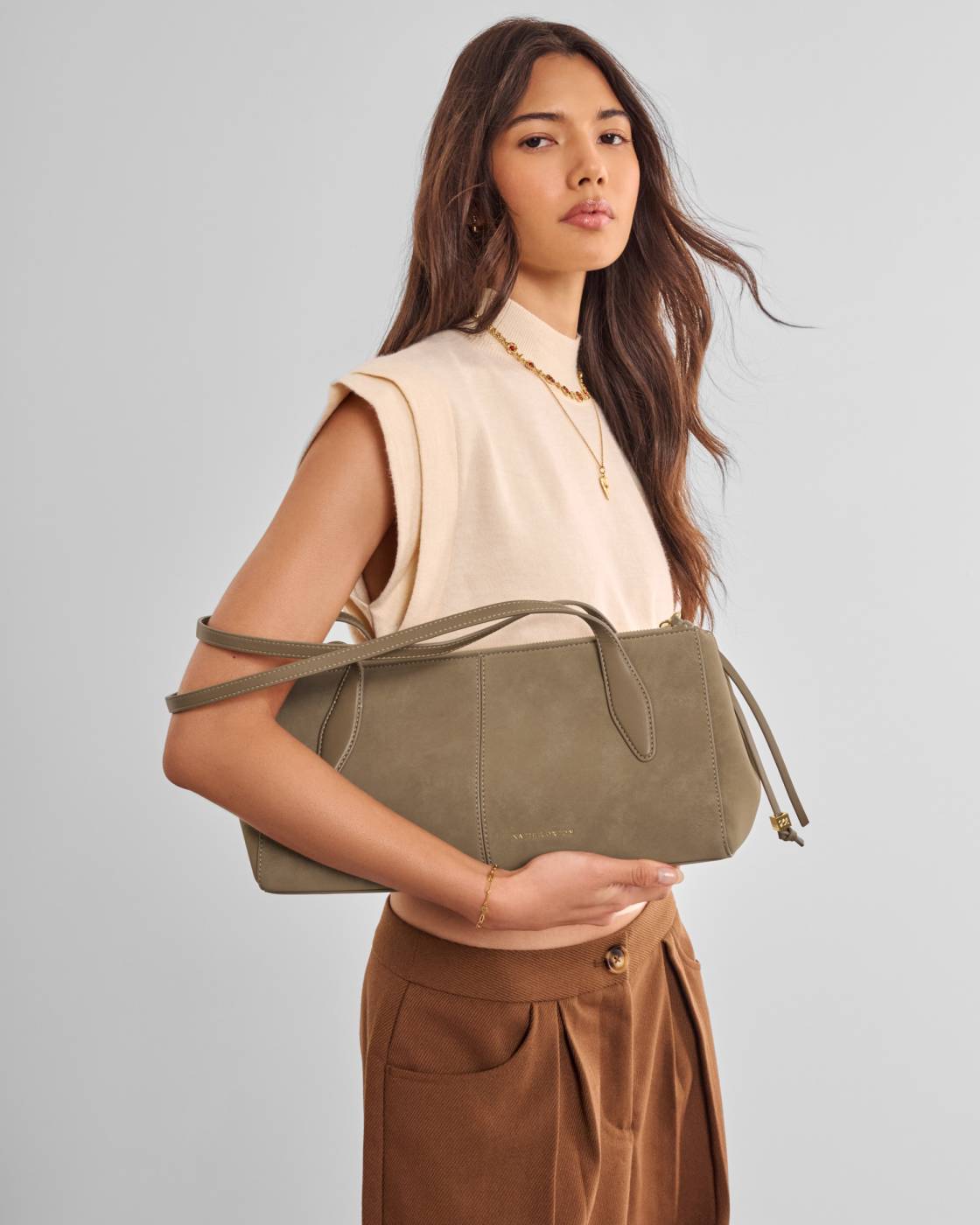 Hattie Shoulder Bag - Taupe Suedette/Taupe