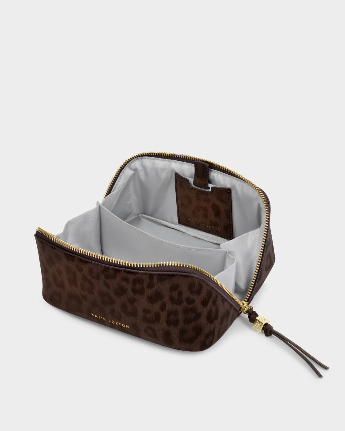 Fold-Out Mirror Make Up Bag - Chocolate Leopard