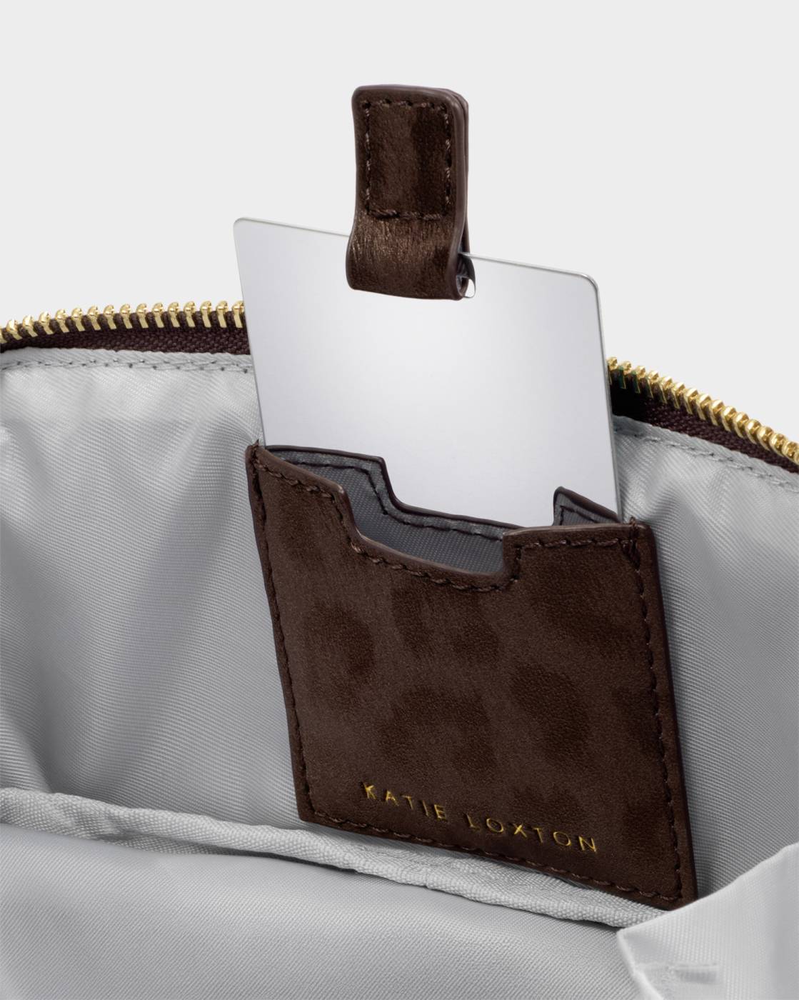 Fold-Out Mirror Make Up Bag - Chocolate Leopard