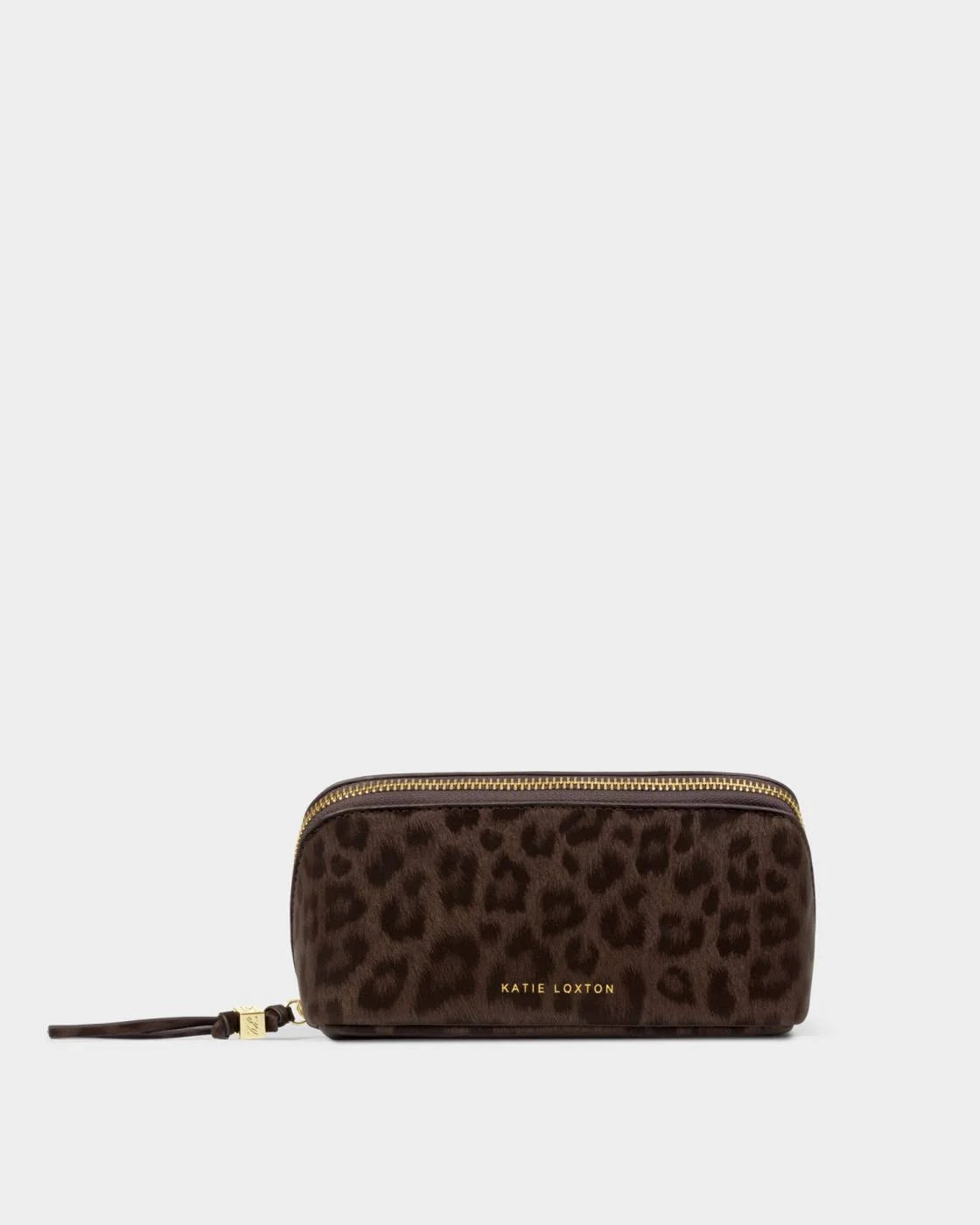 Fold-Out Mirror Make Up Bag - Chocolate Leopard