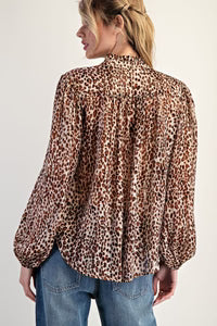 Long Sleeve Leopard Blouse - Rusty Leopard