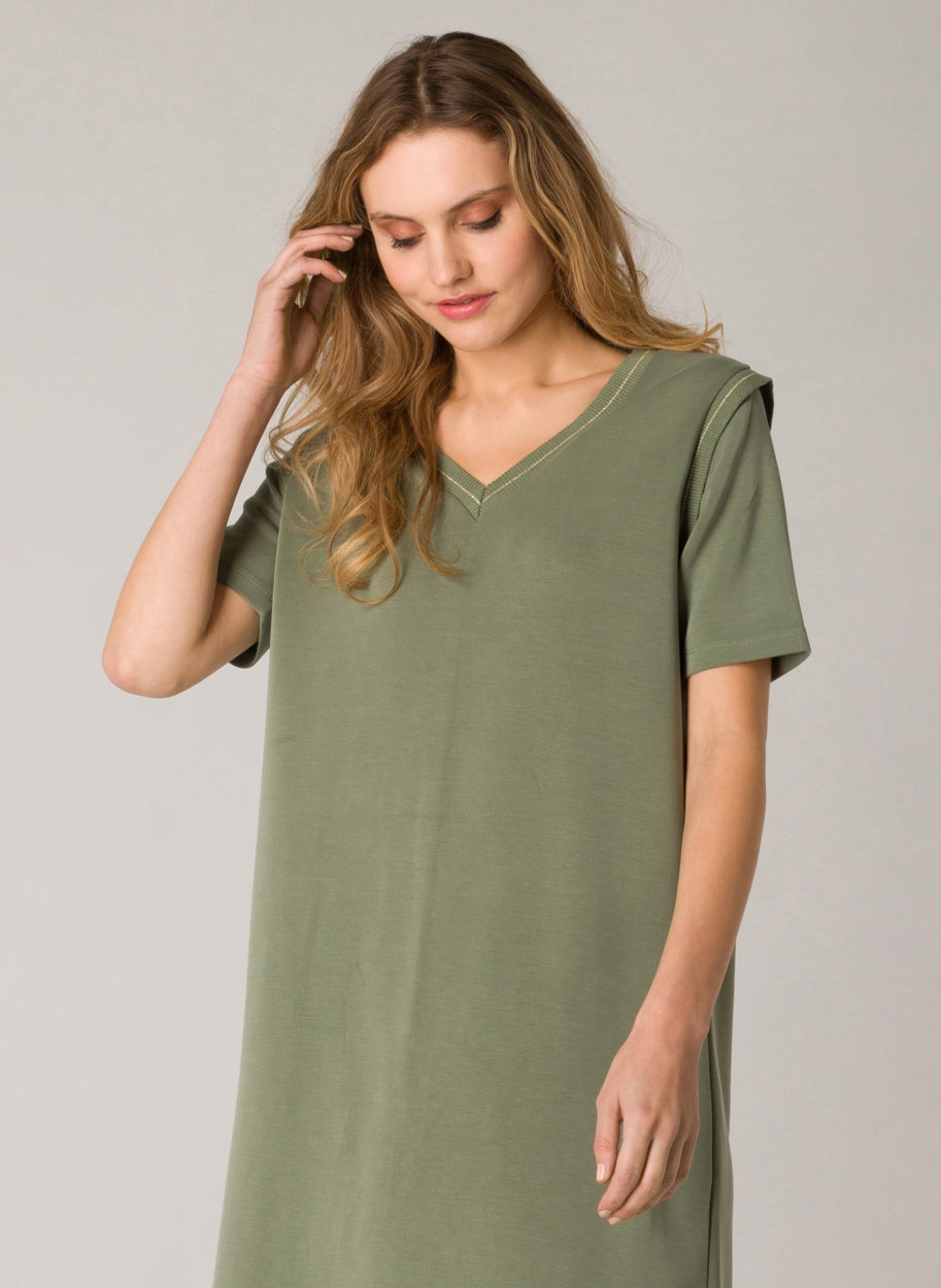 Greyed Army Shirt Dress by YEST