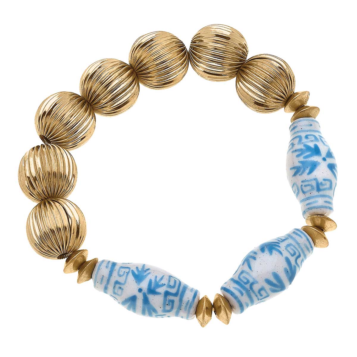 CANVAS Style - Quincy Porcelain & Ribbed Metal Bracelet in Wedgwood Blue
