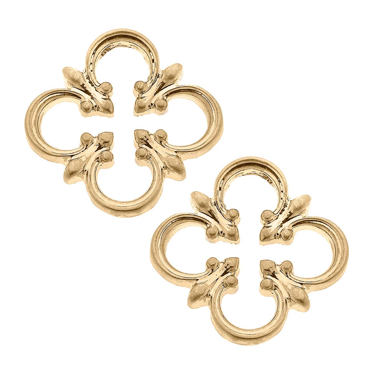 CANVAS Style - Hilde Open Quatrefoil Stud Earrings in Worn Gold