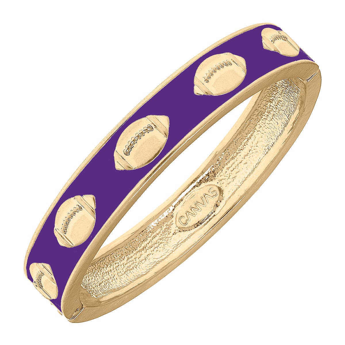 CANVAS Style - Game Day Enamel Football Hinge Bangle in Purple