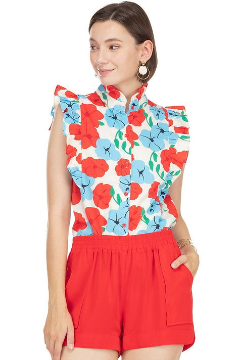 Red Blooms Blouse