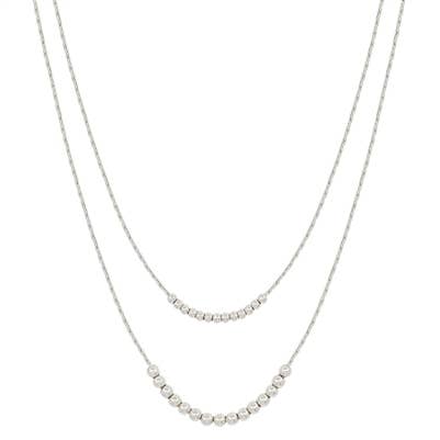What's Hot - Silver Snake Chain with Silver Beads Layered Necklace