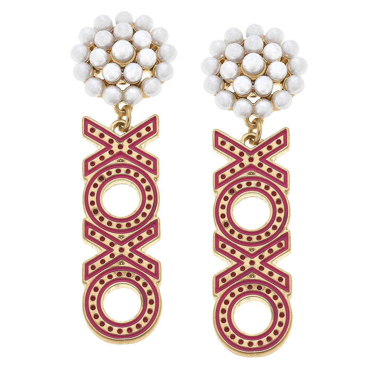 CANVAS Style - XOXO Enamel Drop Earrings in Pink