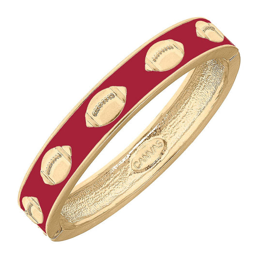 CANVAS Style - Game Day Enamel Football Hinge Bangle Red