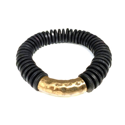 Black Wood & Gold Bracelet