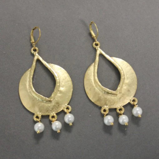Chandelier Earrings with Glass Pearls