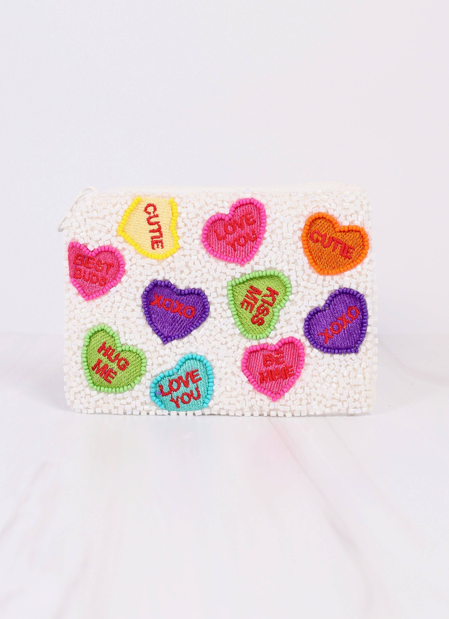 Caroline Hill - Candy Hearts Beaded Pouch MULTI: Default