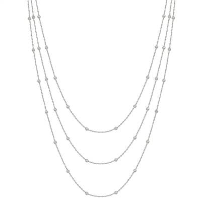What's Hot - Triple Layered Silver Thin Dot Chain 16"-18" Necklace
