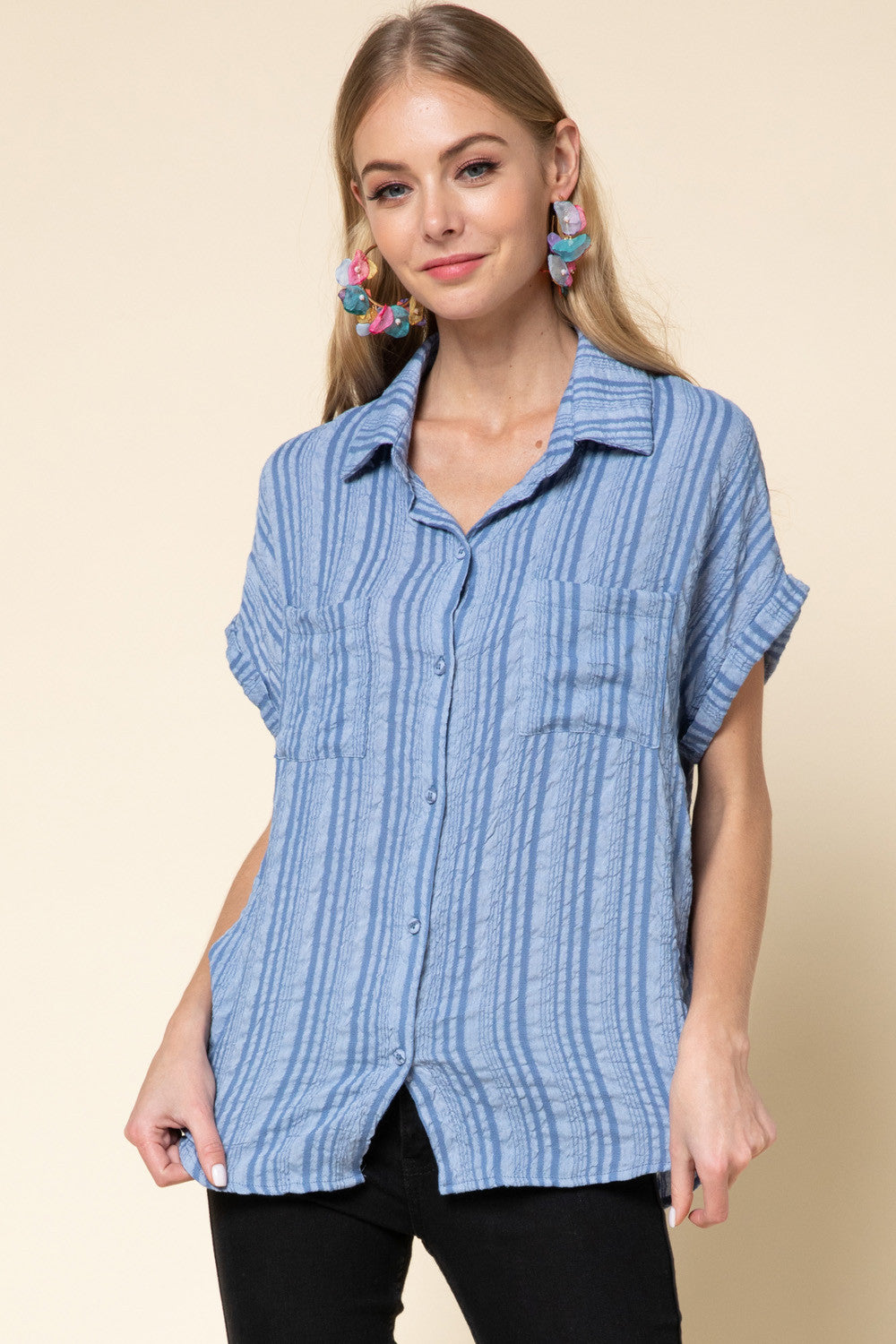 Blue Striped Button Down