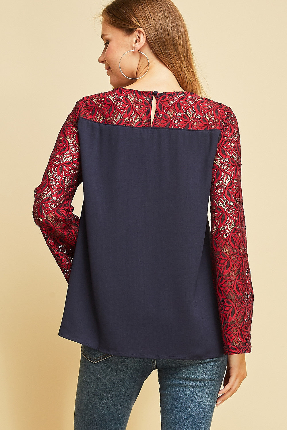 Lace Sleeve Top - 2 Colors