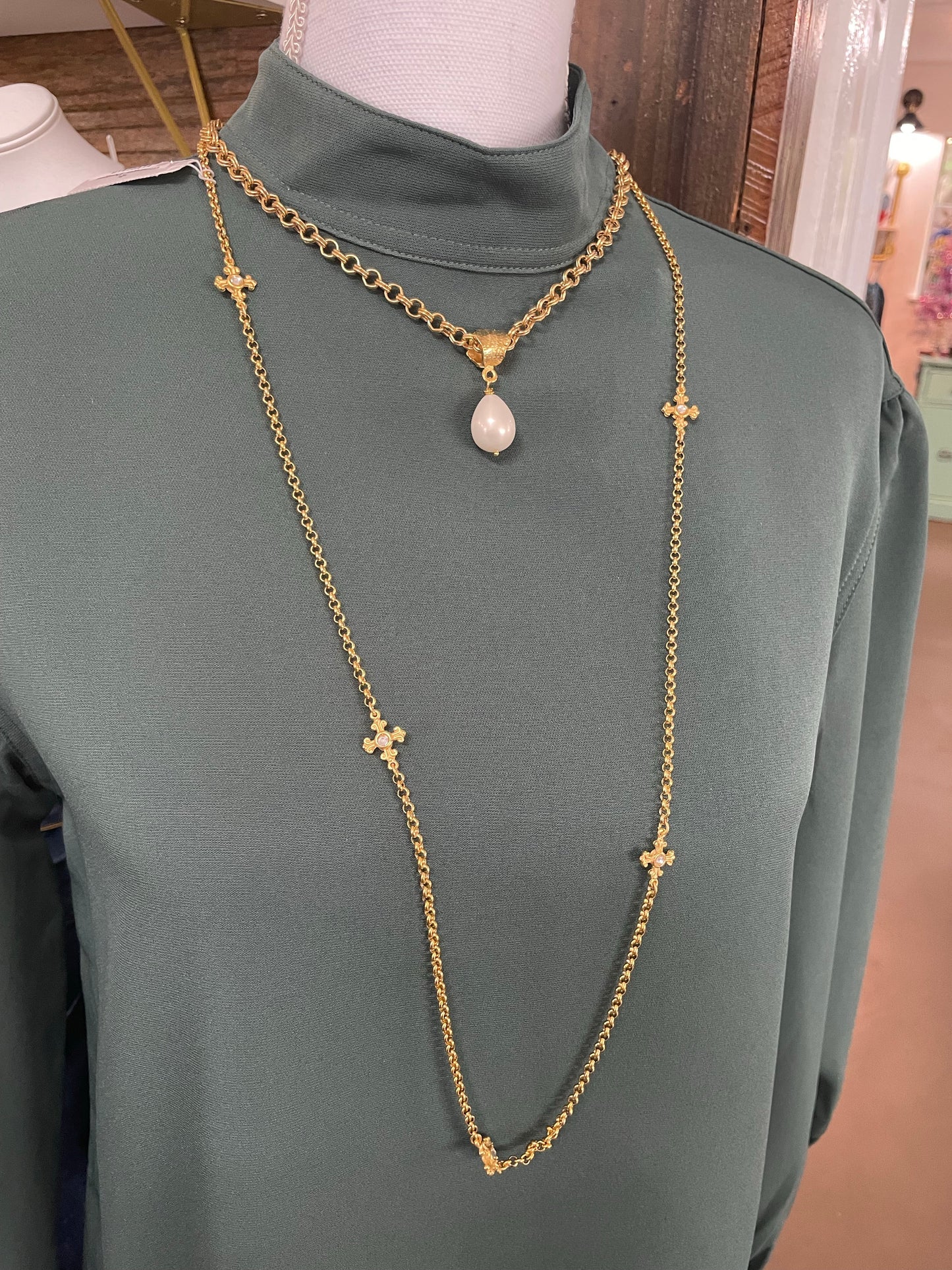 Pearl Drop Down Necklace