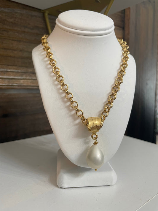 Pearl Drop Down Necklace