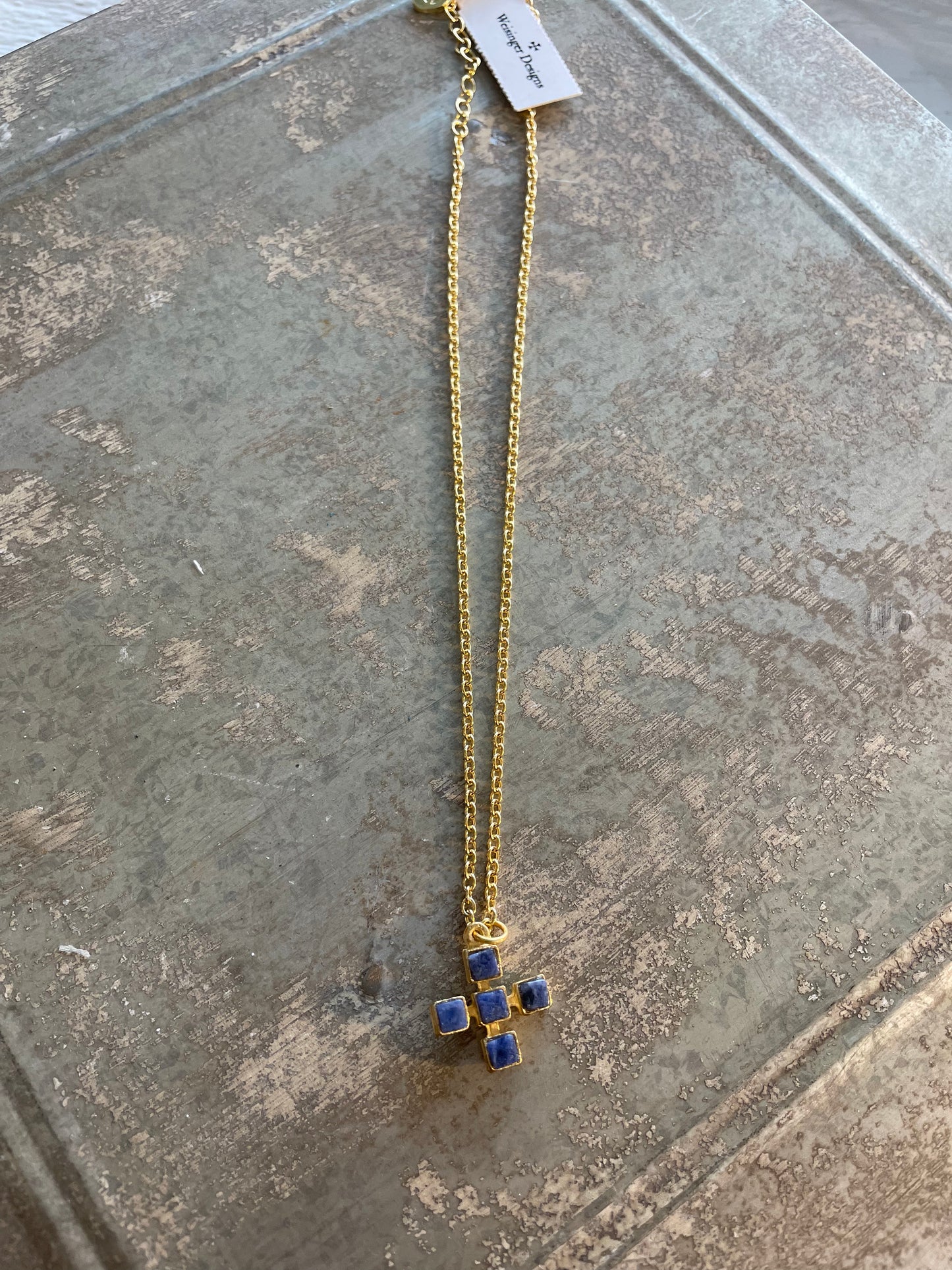 Lapis Small Cross Necklace