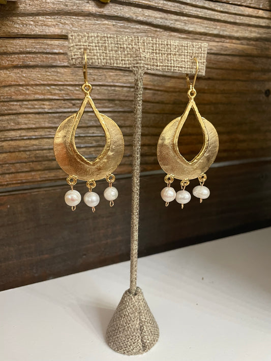 Chandelier Earrings with Glass Pearls